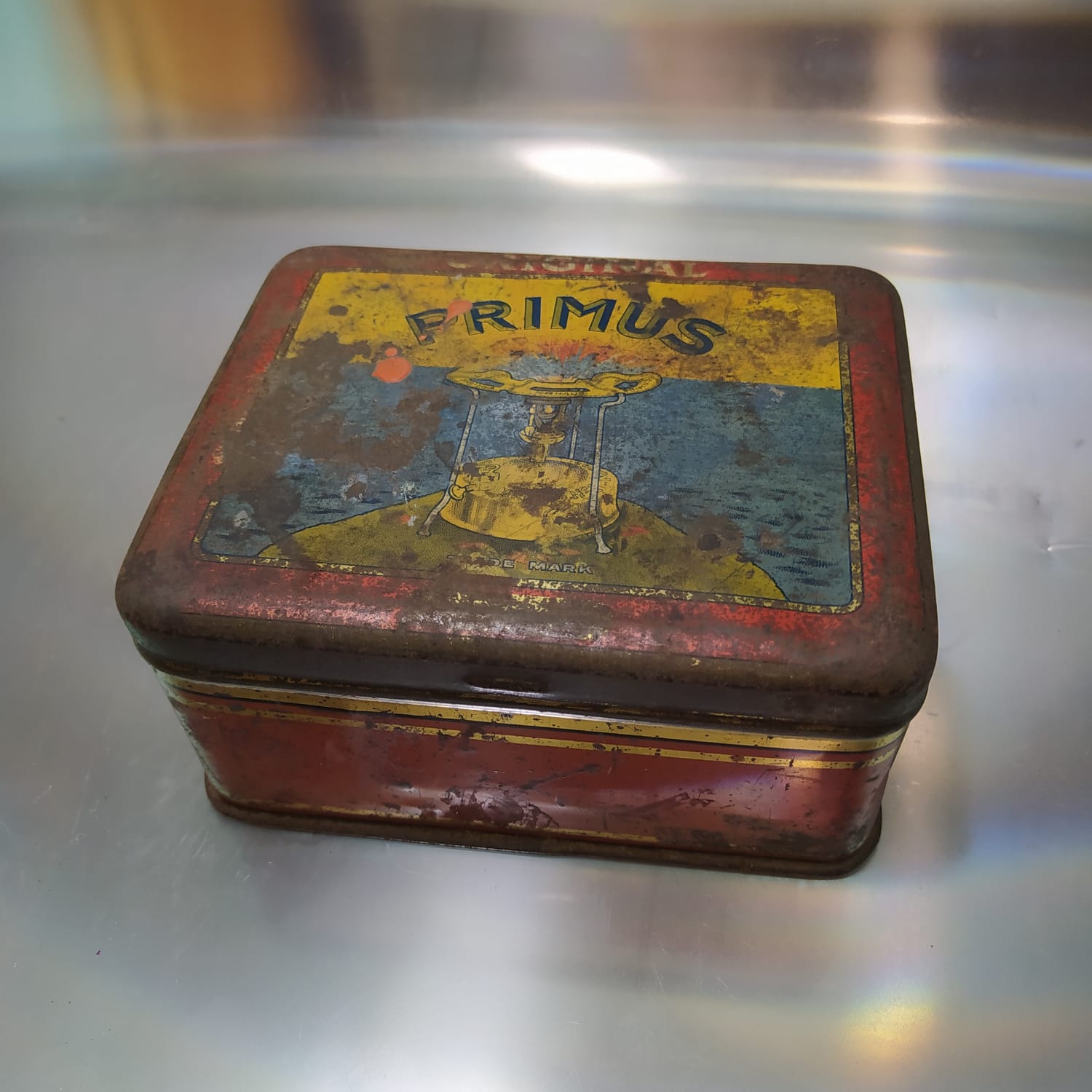 Calentador Primus de campaña a kerosene – militar, bronce, completo y funcionando