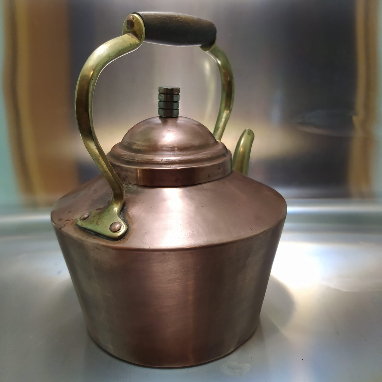 Antigua Tetera de cobre y bronce unica